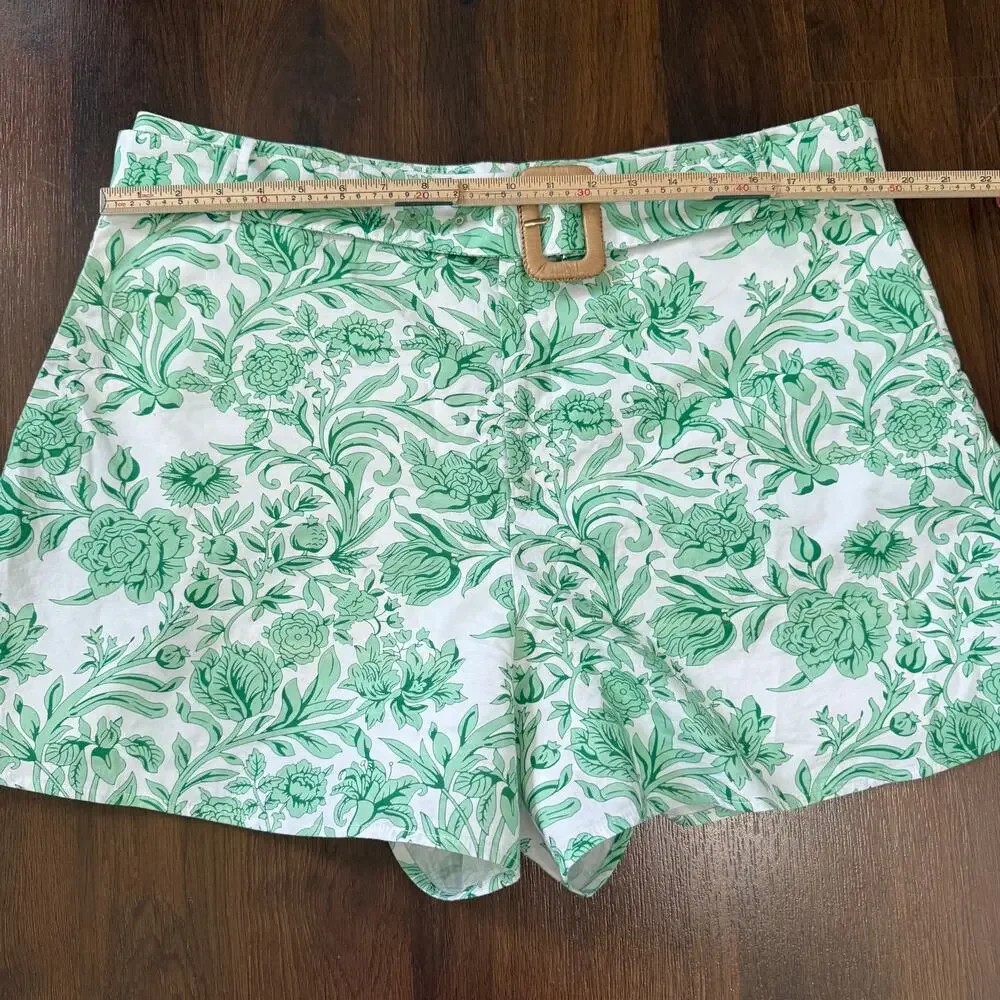 Hyacinth House Tuckernuck Mint Green Vine Floral Carolina Shorts XXL Boho Resort
